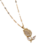 GARGANTILHA ROSA CRAVEJADA BANHADA EM OURO 18K